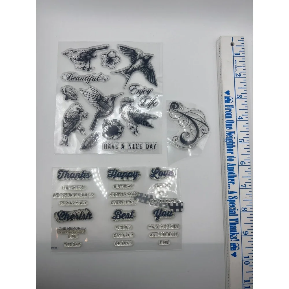 Mixed Lot Of Clear Rubber‎ Acrylic Stamps W Stamping Blocks Flowers Card Making